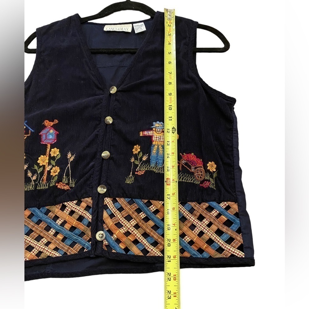 Casey & Max Navy Corduroy Front with Embroidered Fall / Autumn/ Scarecrow Boho - Picture 13 of 13